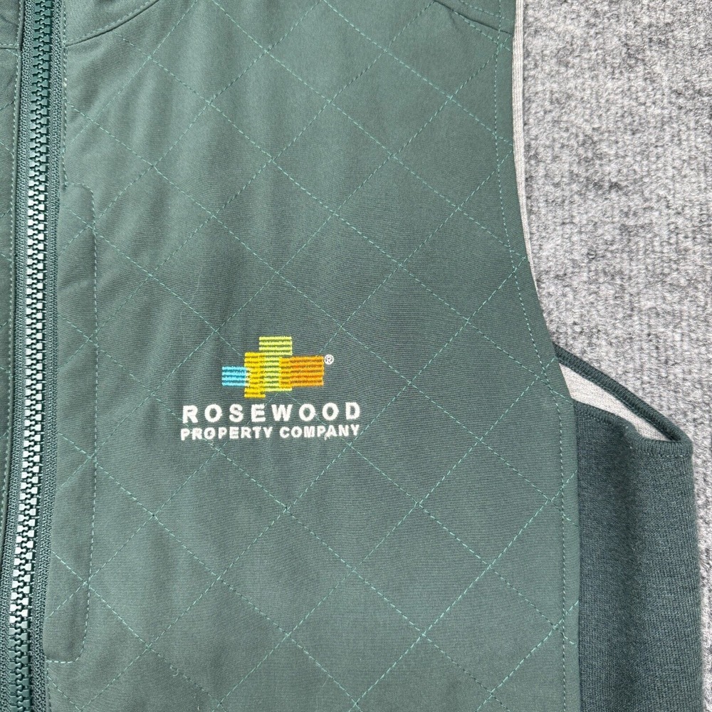 B Draddy Vest Mens M Green Gray Reversible Full Zip Golf Quilted Embroidered - Picture 3 of 10